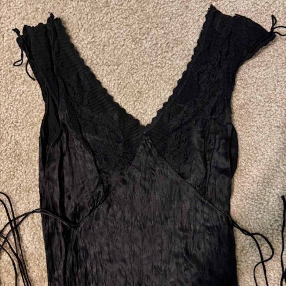 Vintage Betsey Johnson Silk Slip Dress, Black, Y2K, Size Large (8-10) - Picture 5 of 9